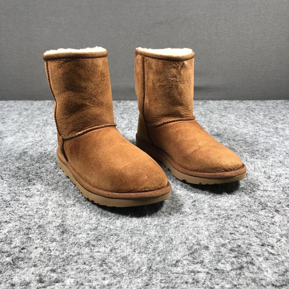 UGG Shearling Boots Girls 6 Brown Suede Sheepskin Lined Pull On‎ 1017703K